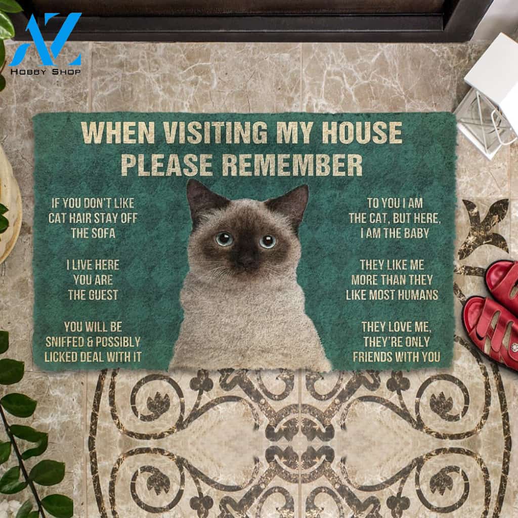 3D Please Remember Birman Cat House Rules Custom Doormat | Welcome Mat | House Warming Gift