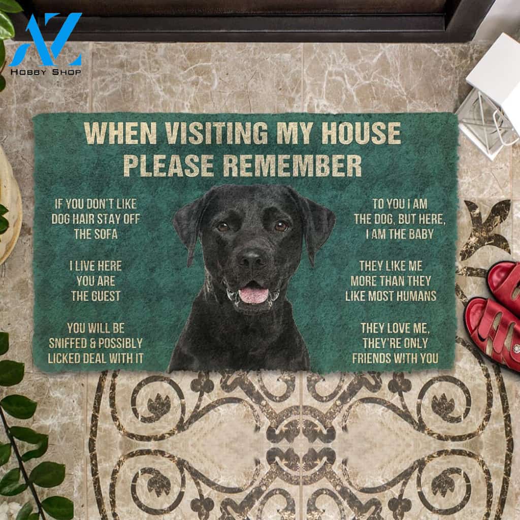 3D Please Remember Black Labrador Retrievers House Rule Custom Doormat | Welcome Mat | House Warming Gift