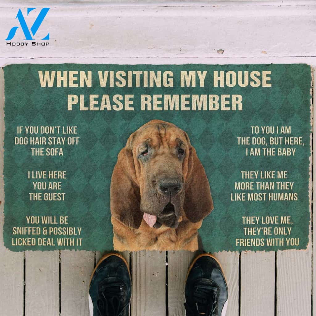 3D Please Remember Bloodhound Dogs House Rules Custom Doormat | Welcome Mat | House Warming Gift