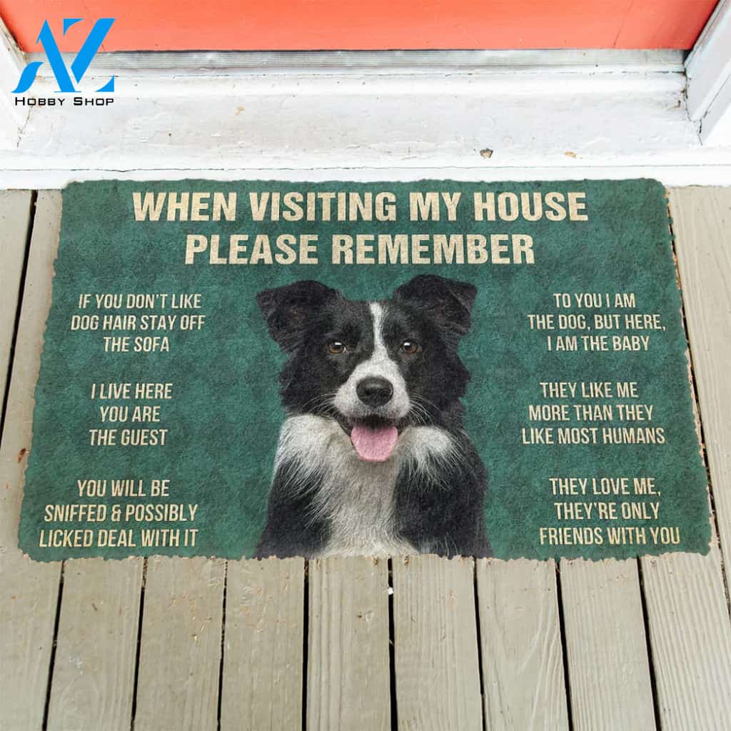 3D Please Remember Border Collies House Rules Custom Doormat | Welcome Mat | House Warming Gift