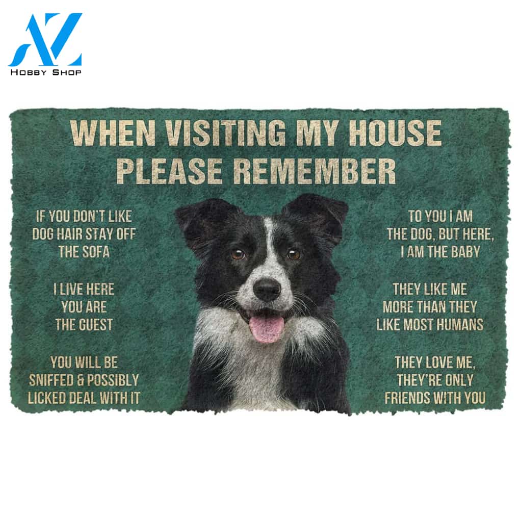 3D Please Remember Border Collies House Rules Custom Doormat | Welcome Mat | House Warming Gift