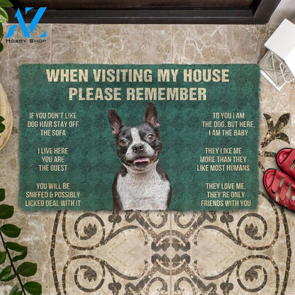 3D Please Remember Boston Terrier House Rules Custom Doormat | Welcome Mat | House Warming Gift