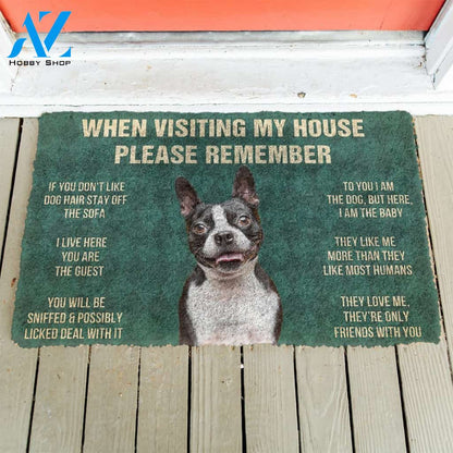 3D Please Remember Boston Terrier House Rules Custom Doormat | Welcome Mat | House Warming Gift