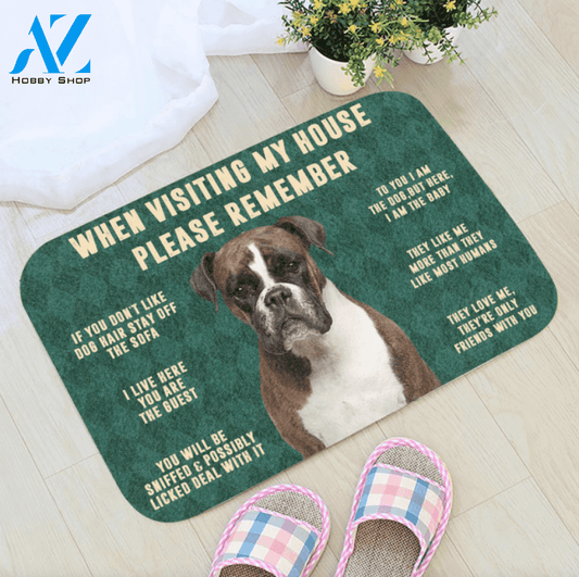 3D Please Remember Boxer Dog's House Rules Doormat