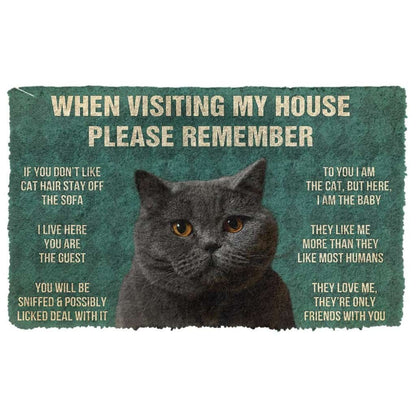 3D Please Remember British Shorthair Cat House Rules Doormat