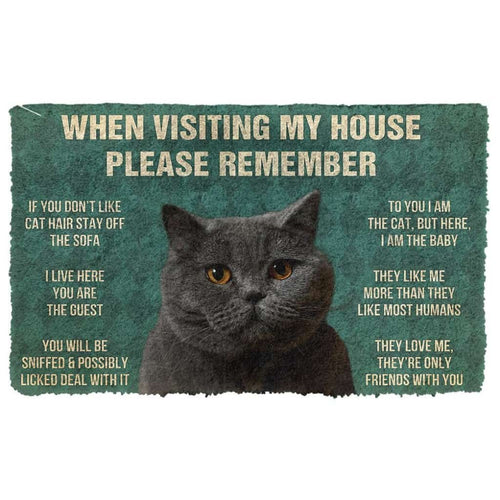 3D Please Remember British Shorthair Cat House Rules Doormat