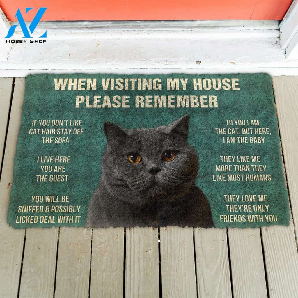 3D Please Remember British Shorthair Cat House Rules Doormat | Welcome Mat | House Warming Gift