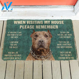 3D Please Remember Brown Pitbull House Rules Custom Doormat | Welcome Mat | House Warming Gift