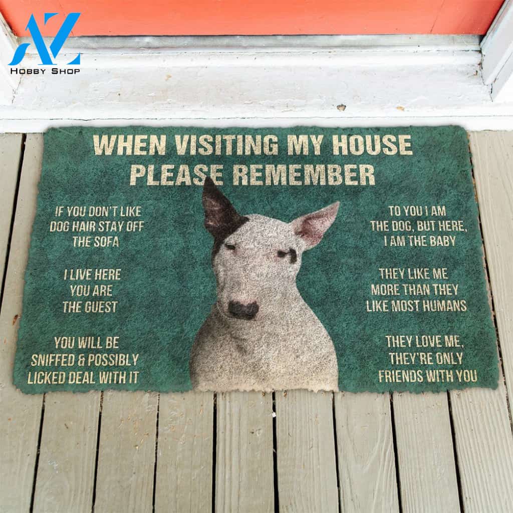 3D Please Remember Bull Terrier Dog's House Rules Doormat | Welcome Mat | House Warming Gift