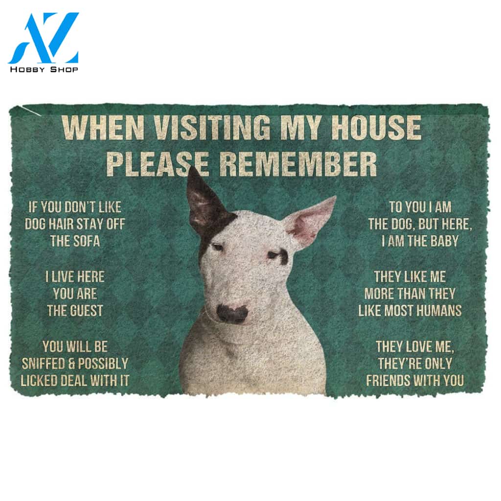 3D Please Remember Bull Terrier Dog's House Rules Doormat | Welcome Mat | House Warming Gift