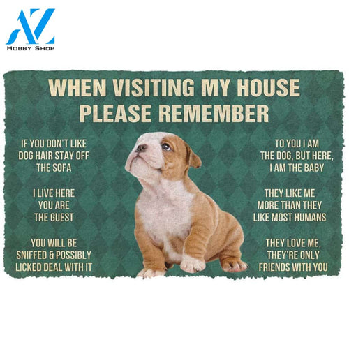 3D Please Remember Bulldog Puppy Dogs House Rules Custom Doormat | Welcome Mat | House Warming Gift