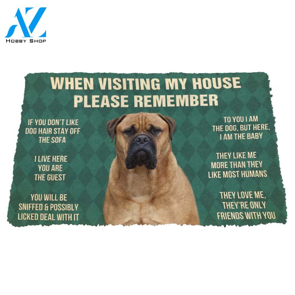 3D Please Remember Bullmastiff Dogs House Rules Custom Doormat | Welcome Mat | House Warming Gift