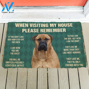 3D Please Remember Bullmastiff Dogs House Rules Custom Doormat | Welcome Mat | House Warming Gift
