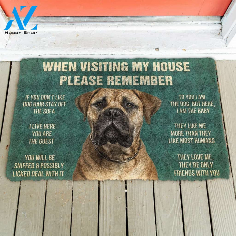 3D Please Remember Bullmastiff Dog's House Rules Doormat | Welcome Mat | House Warming Gift