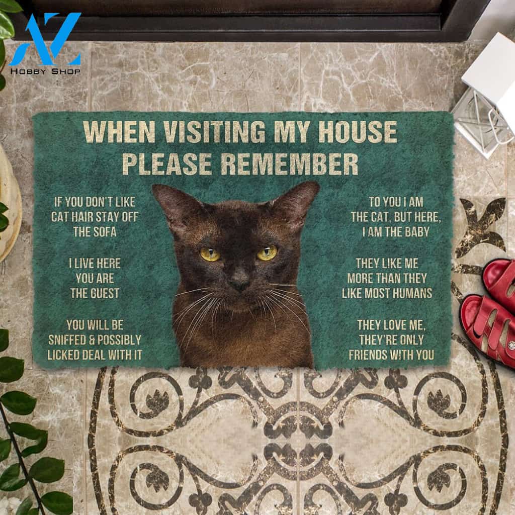 3D Please Remember Burmese Cat House Rules Custom Doormat | Welcome Mat | House Warming Gift