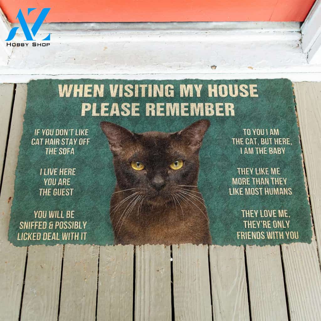 3D Please Remember Burmese Cat House Rules Custom Doormat | Welcome Mat | House Warming Gift