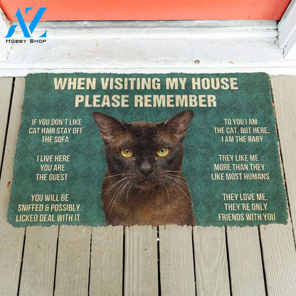 3D Please Remember Burmese Cat House Rules Custom Doormat | Welcome Mat | House Warming Gift