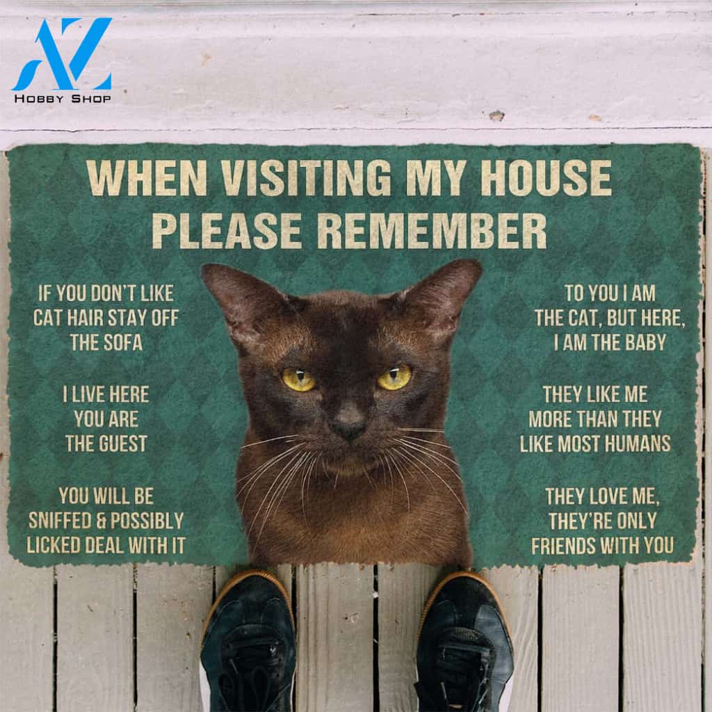 3D Please Remember Burmese Cat House Rules Custom Doormat | Welcome Mat | House Warming Gift