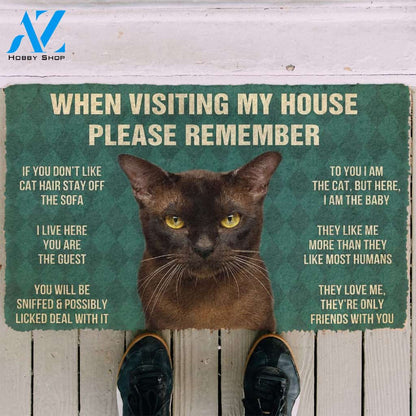 3D Please Remember Burmese Cat House Rules Custom Doormat | Welcome Mat | House Warming Gift