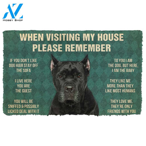 3D Please Remember Cane Corso Dogs House Rules Custom Doormat | Welcome Mat | House Warming Gift