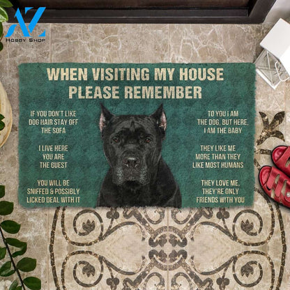 3D Please Remember Cane Corso Dogs House Rules Custom Doormat | Welcome Mat | House Warming Gift