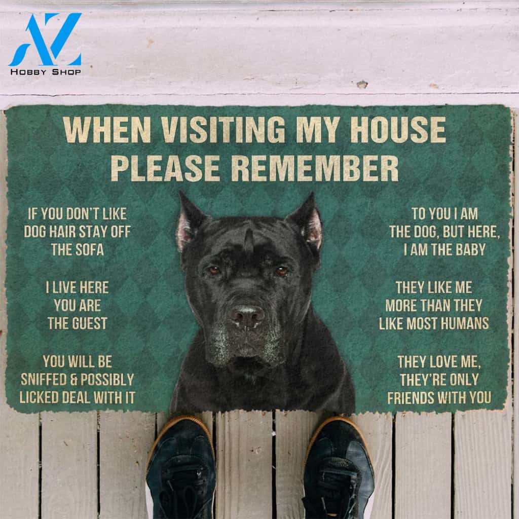 3D Please Remember Cane Corso Dogs House Rules Custom Doormat | Welcome Mat | House Warming Gift
