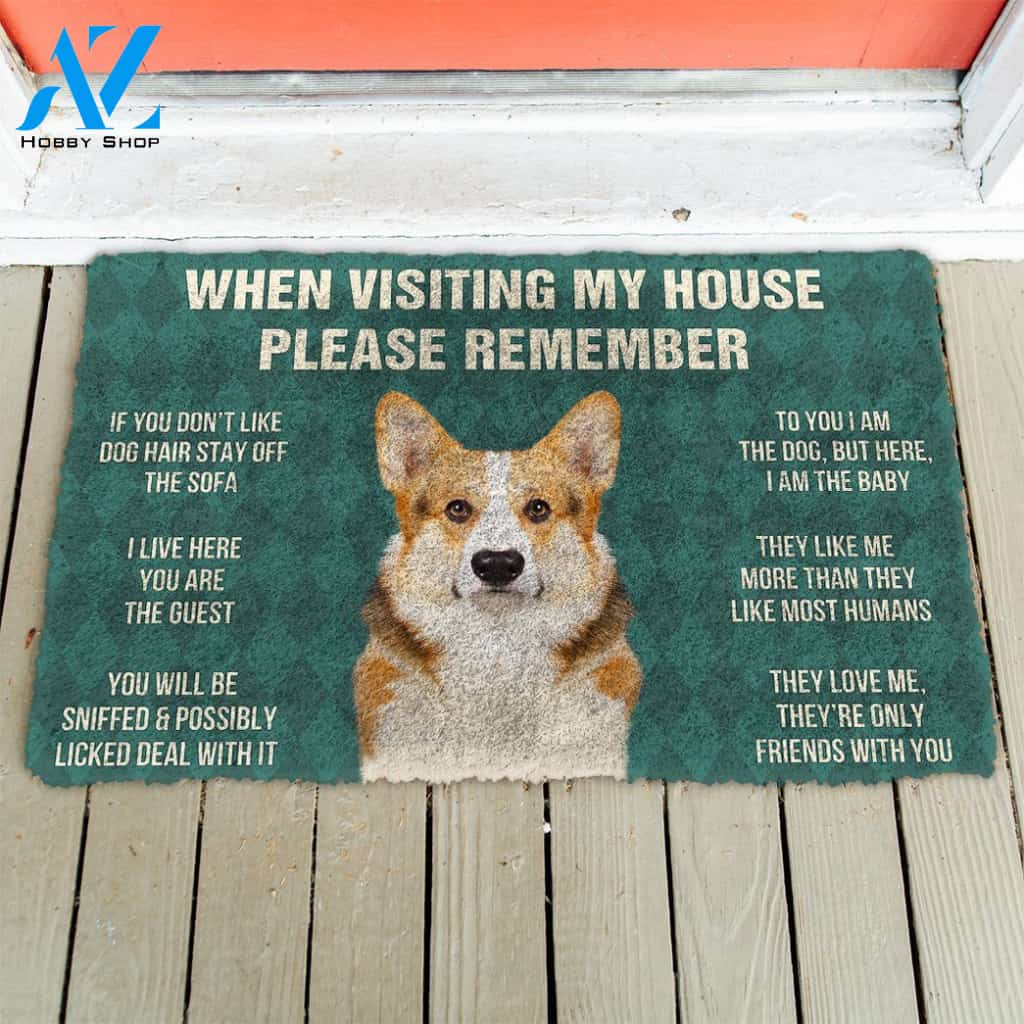 3D Please Remember Cardigan Welsh Corgi Dogs House Rules Custom Doormat | Welcome Mat | House Warming Gift