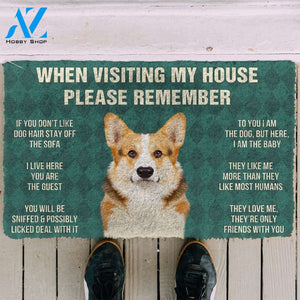 3D Please Remember Cardigan Welsh Corgi Dogs House Rules Custom Doormat | Welcome Mat | House Warming Gift