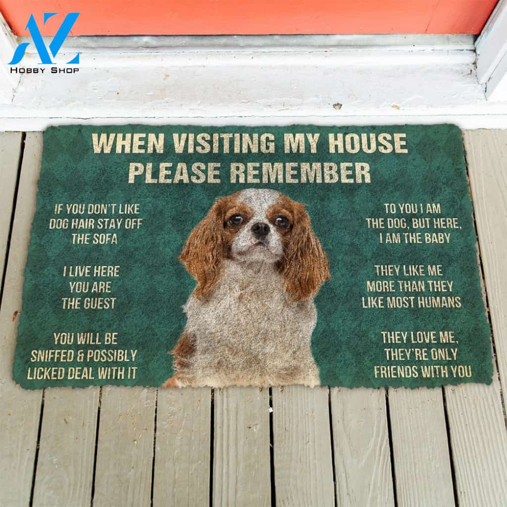 3D Please Remember Cavalier King Charles Spaniel Dogs House Rules Custom Doormat | Welcome Mat | House Warming Gift