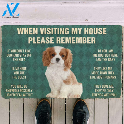 3D Please Remember Cavalier King Charles Spaniel Dogs Puppy Dogs House Rules Custom Doormat | Welcome Mat | House Warming Gift