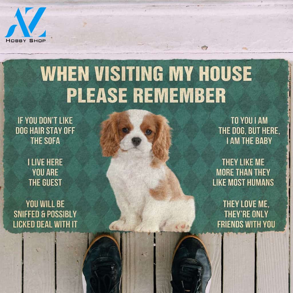3D Please Remember Cavalier King Charles Spaniel Dogs Puppy Dogs House Rules Custom Doormat | Welcome Mat | House Warming Gift