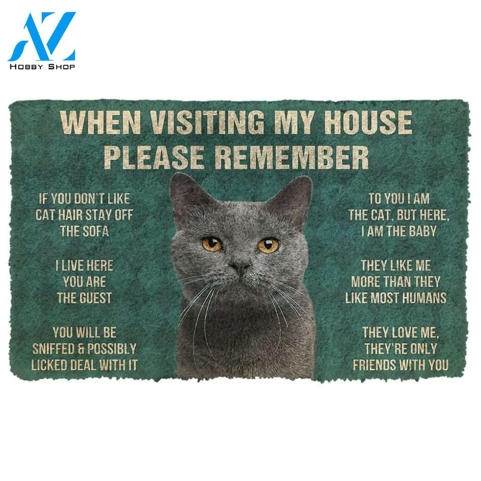 3D Please Remember Chartreux Cats House Rules Custom Doormat | Welcome Mat | House Warming Gift