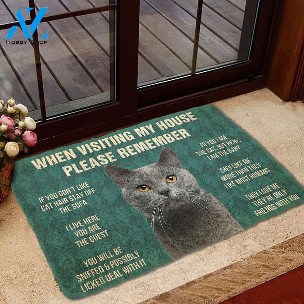 3D Please Remember Chartreux Cats House Rules Custom Doormat | Welcome Mat | House Warming Gift