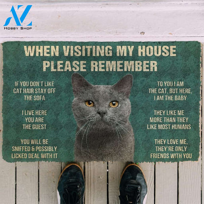 3D Please Remember Chartreux Cats House Rules Custom Doormat | Welcome Mat | House Warming Gift