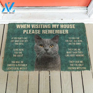 3D Please Remember Chartreux Cats House Rules Custom Doormat | Welcome Mat | House Warming Gift