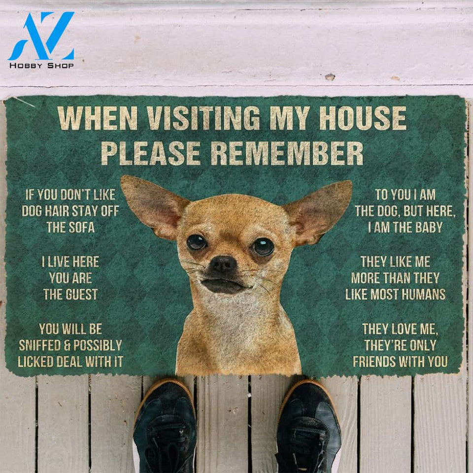 3D Please Remember Chihuahua Dogs House Rules Custom Doormat | Welcome Mat | House Warming Gift