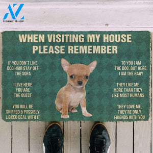 3D Please Remember Chihuahua Puppy Dogs House Rules Custom Doormat | Welcome Mat | House Warming Gift