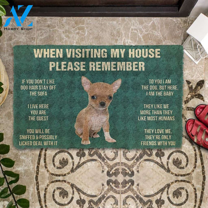 3D Please Remember Chihuahua Puppy Dogs House Rules Custom Doormat | Welcome Mat | House Warming Gift