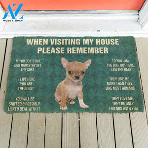 3D Please Remember Chihuahua Puppy Dogs House Rules Custom Doormat | Welcome Mat | House Warming Gift