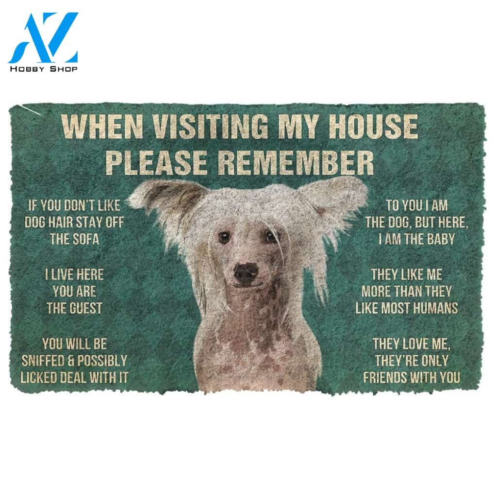 3D Please Remember Chinese Crested Dogs House Rules Custom Doormat | Welcome Mat | House Warming Gift