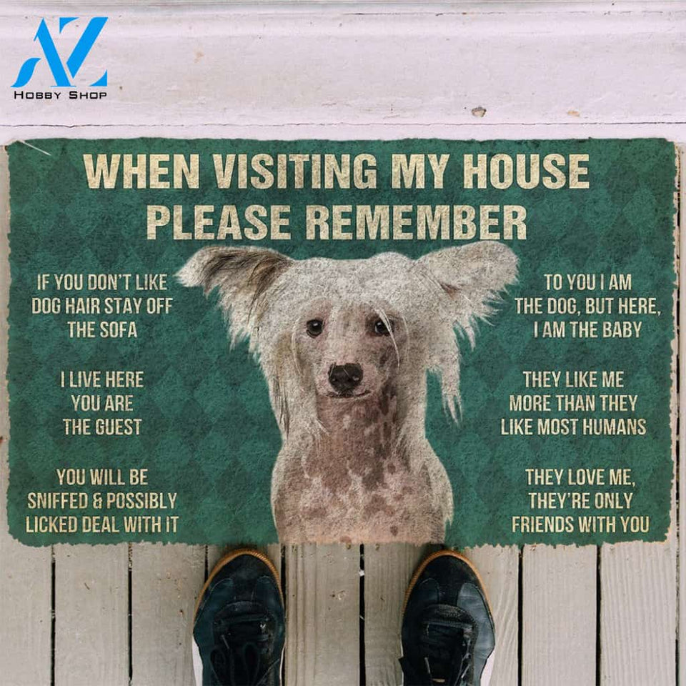 3D Please Remember Chinese Crested Dogs House Rules Custom Doormat | Welcome Mat | House Warming Gift