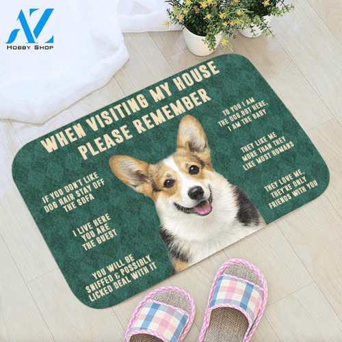 3D Please Remember Corgi Dog's House Rules Doormat
