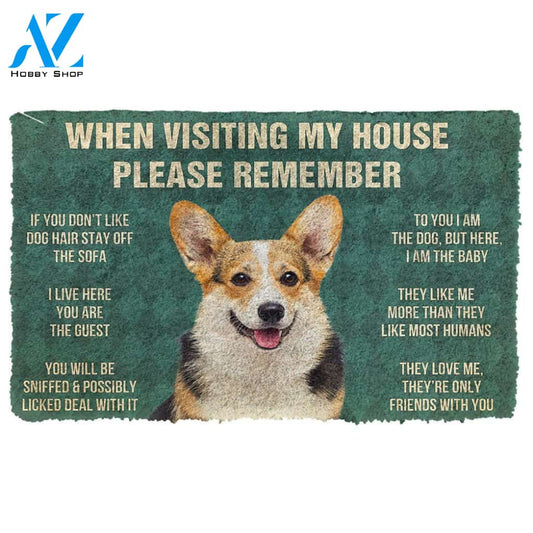 3D Please Remember Corgi Dog's House Rules Doormat | Welcome Mat | House Warming Gift