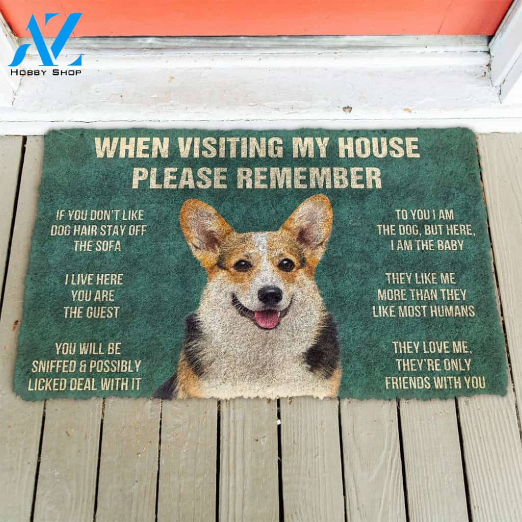 3D Please Remember Corgi Dog's House Rules Doormat | Welcome Mat | House Warming Gift