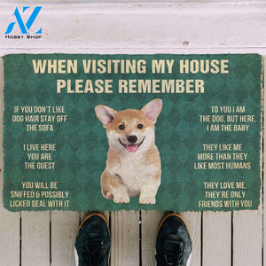 3D Please Remember Corgi Puppy Dogs House Rules Custom Doormat | Welcome Mat | House Warming Gift