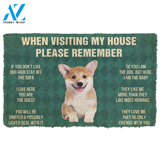 3D Please Remember Corgi Puppy Dogs House Rules Custom Doormat | Welcome Mat | House Warming Gift