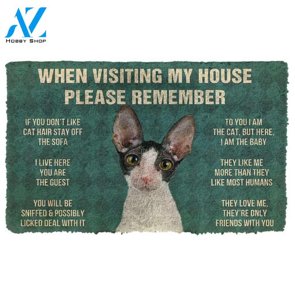 3D Please Remember Cornish Rex Cats House Rules Custom Doormat | Welcome Mat | House Warming Gift