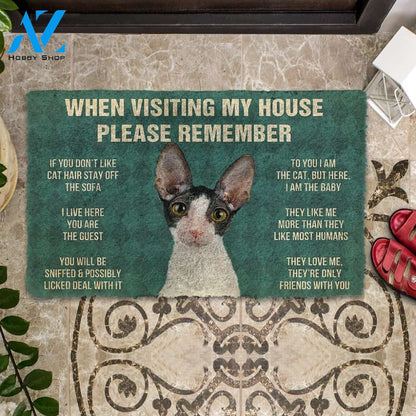 3D Please Remember Cornish Rex Cats House Rules Custom Doormat | Welcome Mat | House Warming Gift
