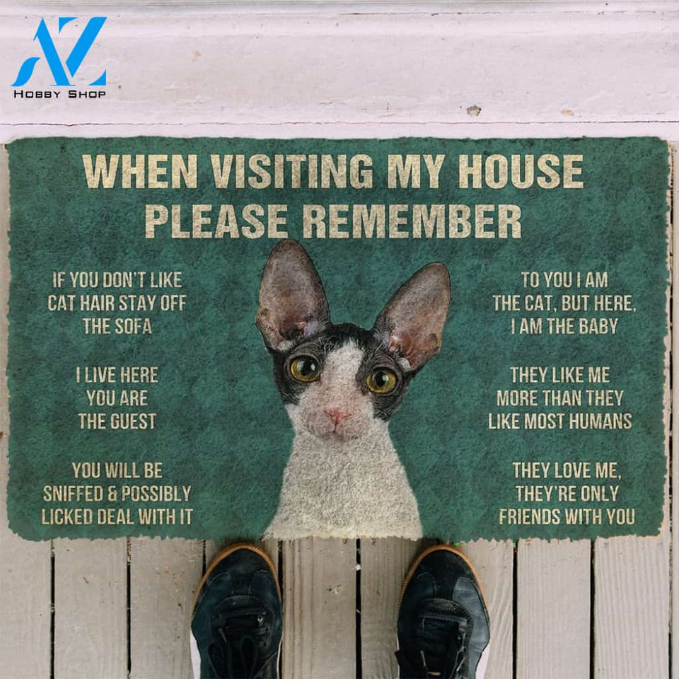 3D Please Remember Cornish Rex Cats House Rules Custom Doormat | Welcome Mat | House Warming Gift
