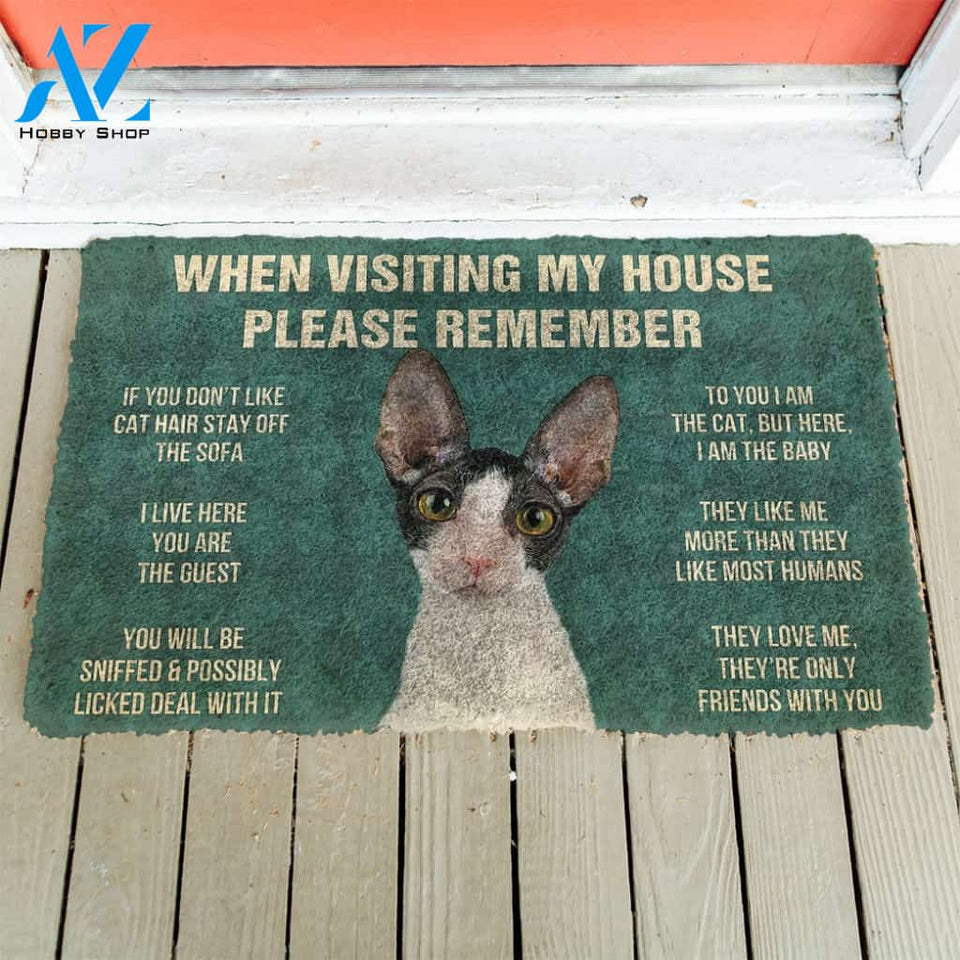 3D Please Remember Cornish Rex Cats House Rules Custom Doormat | Welcome Mat | House Warming Gift